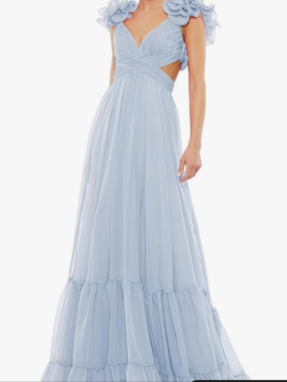 Light Blue Tiered Chiffon Evening Prom  Dress